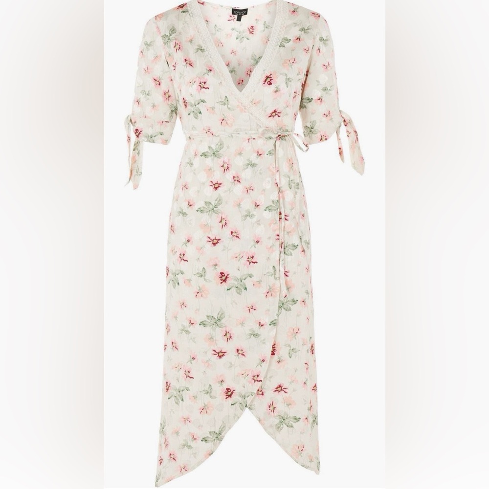 Topshop Floral Wrap Midi Dress